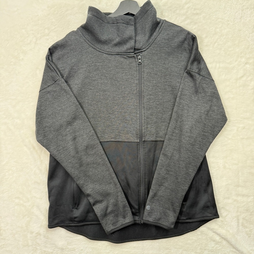 Champion‎ C9 Jacket Womens Large Grey Full Zip Funnel Neck Thumbhole Athletic